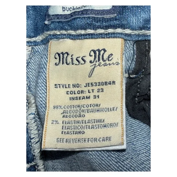 Miss Me - JE5330B4R Embellished Wing Pocket Bootcut Jeans - Light Wash - Size 28 - Picture 7 of 10